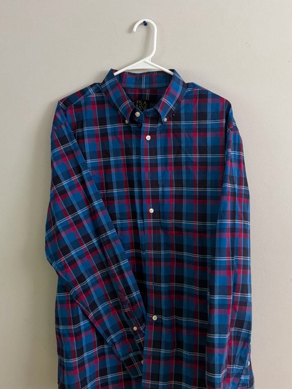 Jos. A. Bank Blue and Red Plaid button-down shirt